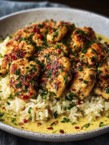 Chicken Scampi with Creamy Garlic Parmesan Rice
