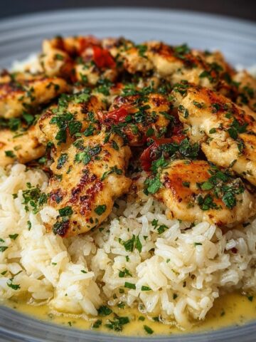 Chicken Scampi with Garlic Parmesan Rice