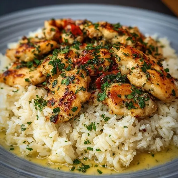 Chicken Scampi with Garlic Parmesan Rice