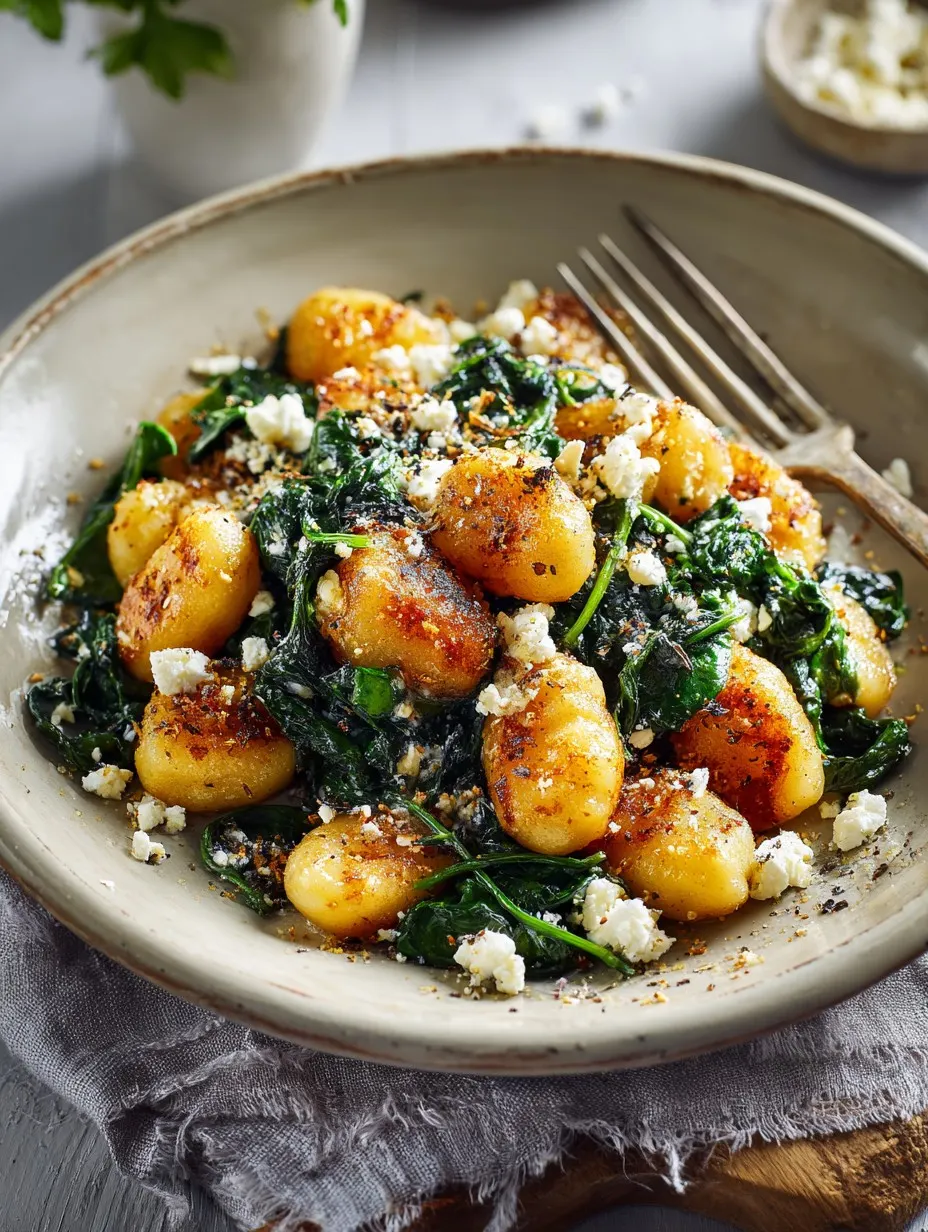 Crispy Gnocchi With Spinach And Feta