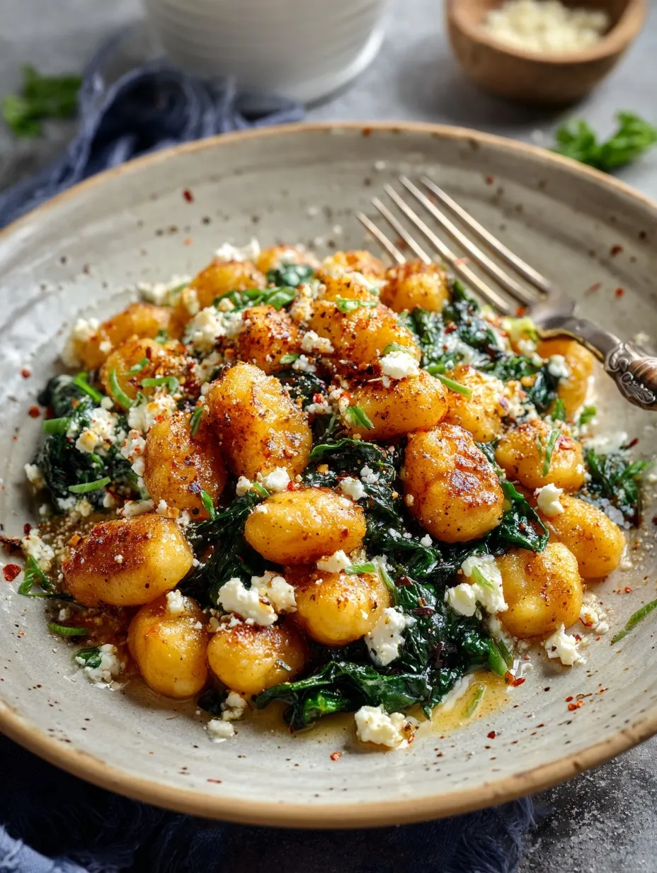 Crispy Gnocchi With Spinach And Feta Crispy Gnocchi With Spinach And Feta