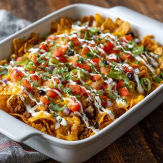 crunchy tex mex casserole with spicy ranch drizzle