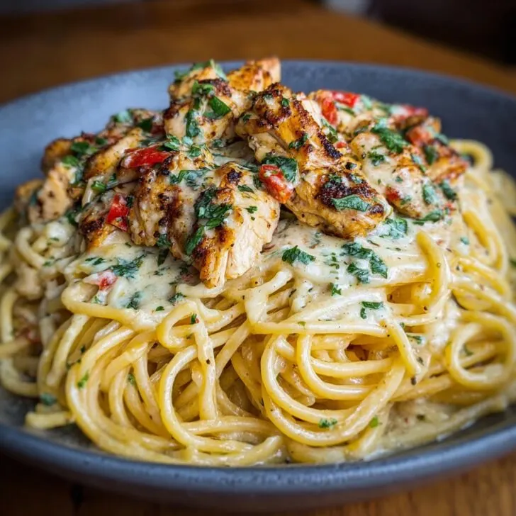 Easy Creamy Cajun Chicken Spaghetti with Garlic Mozzarella Sauce