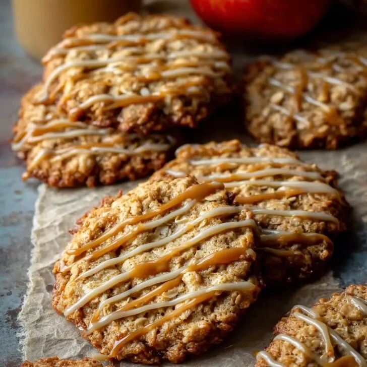 Iced Apple Cider Caramel Oatmeal Cookies