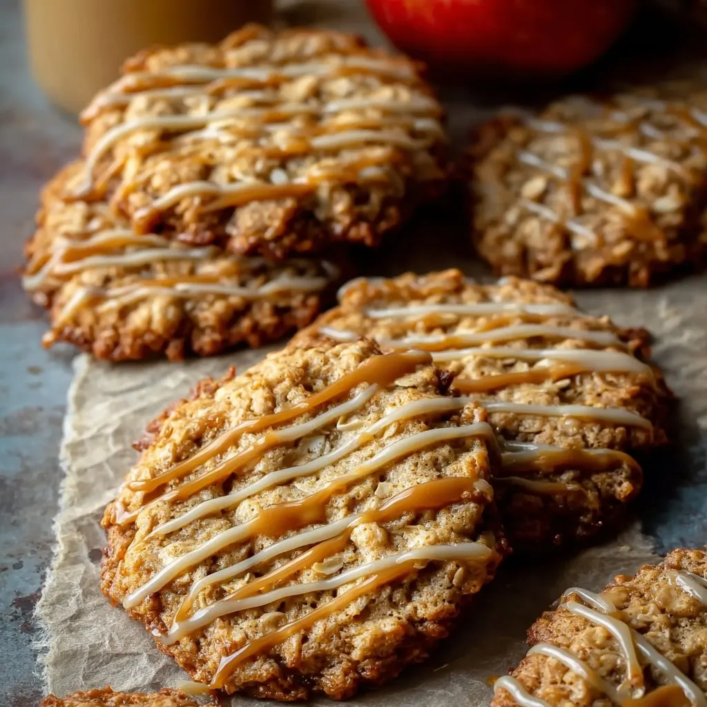 Iced Apple Cider Caramel Oatmeal Cookies