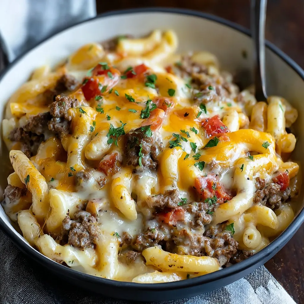 Loaded Cheeseburger Alfredo Pasta Loaded Cheeseburger Alfredo Pasta