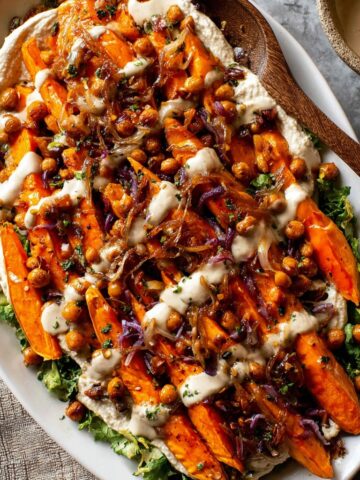 Maple sweet potato salad with whipped tahini
