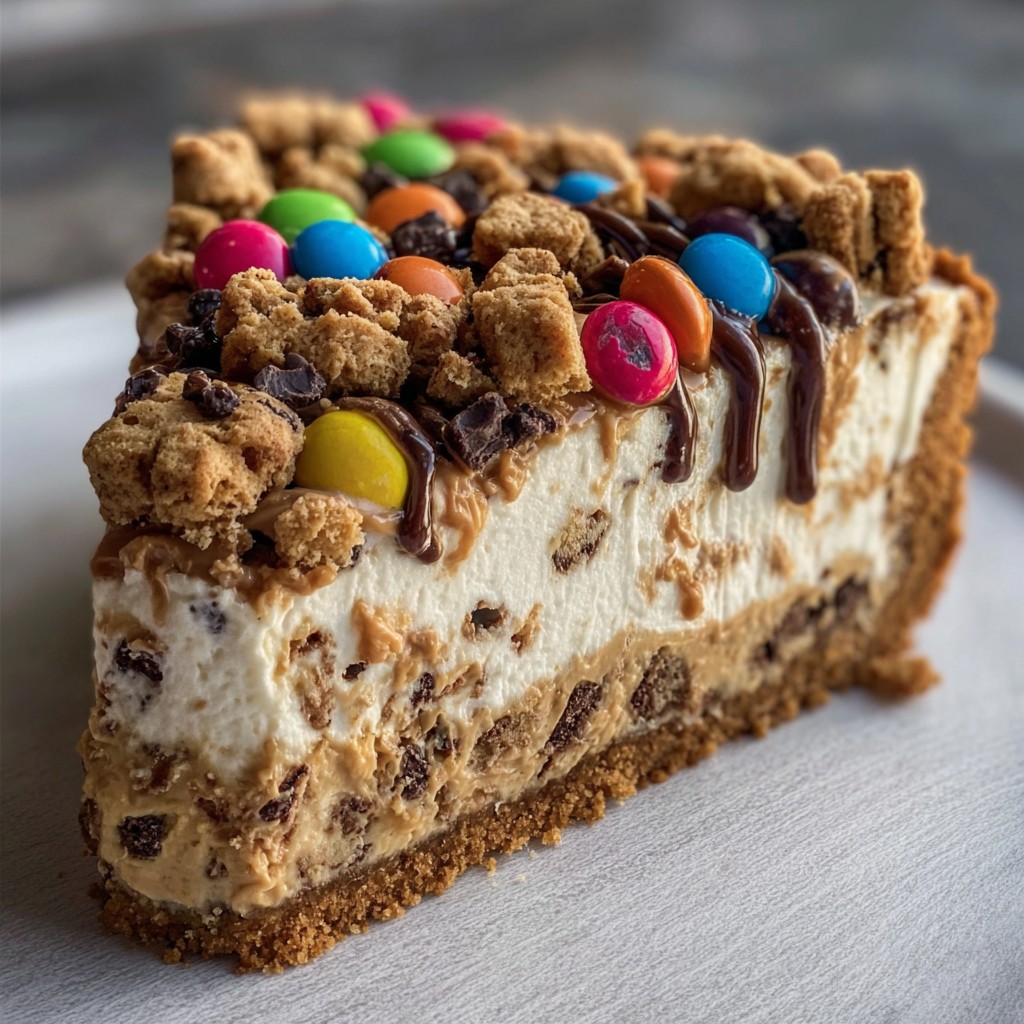 Monster Cookie Peanut Butter Cheesecake Pie
