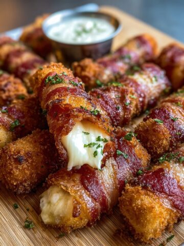 Nashville Hot Bacon Wrapped Mozzarella Sticks