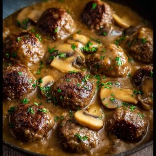 salisbury steak meatballs with mushroom gravy