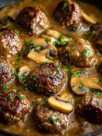 Salisbury steak meatballs with mushroom gravy