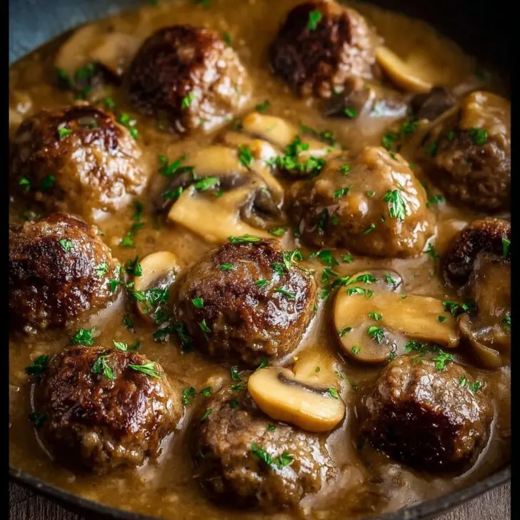 Salisbury steak meatballs with mushroom gravy