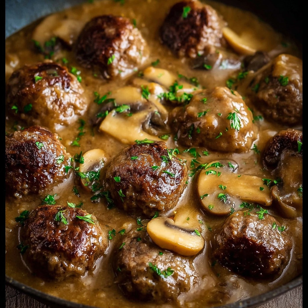 Salisbury Steak Meatballs with Mushroom Gravy