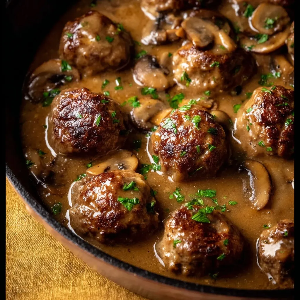 Salisbury steak meatballs with mushroom gravy Salisbury steak meatballs with mushroom gravy