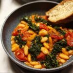stewed great northern beans with kale and tomatoes