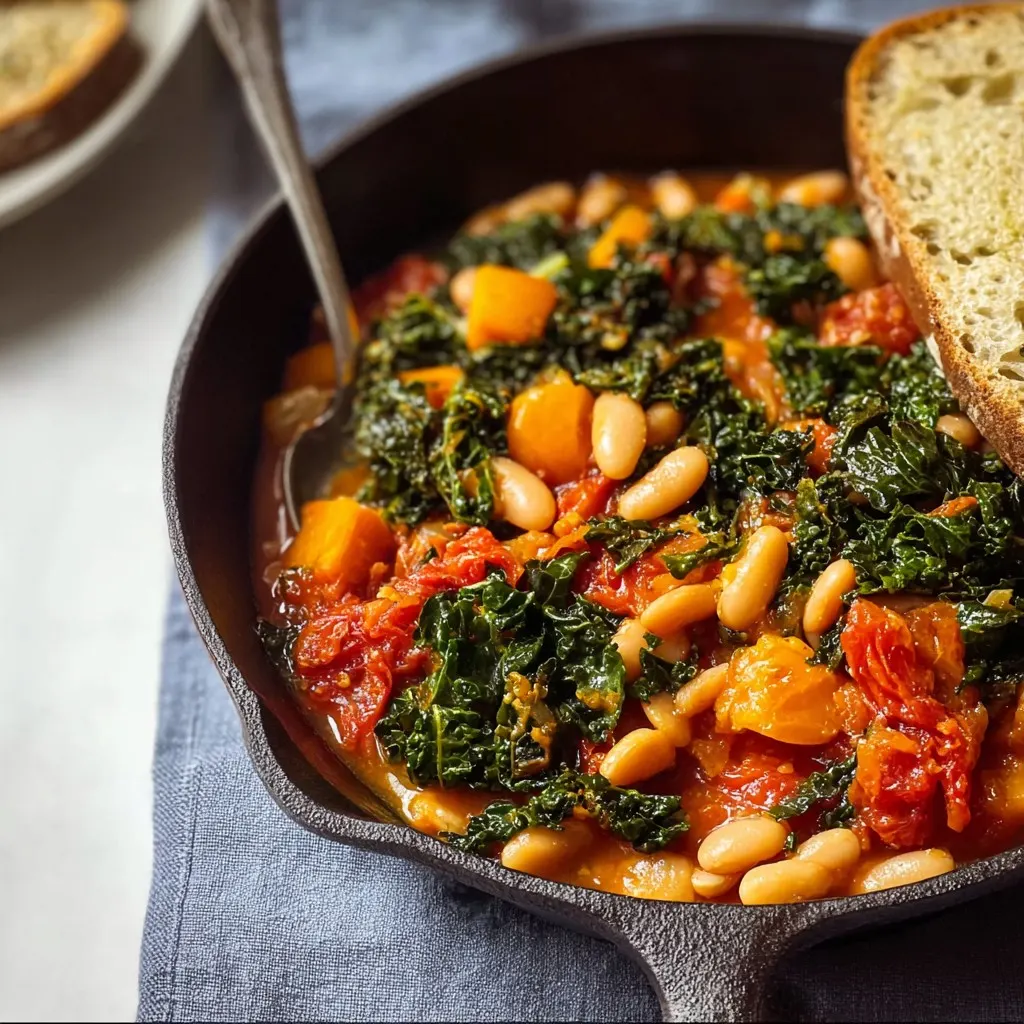 Stewed Great Northern Beans with Kale and Tomatoes