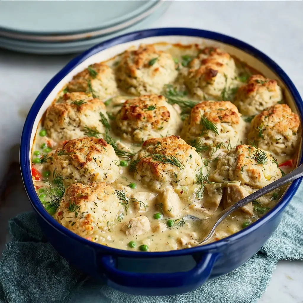 Turkey and Biscuits Casserole with Lemon and Dill