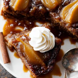 upside down pear gingerbread cake