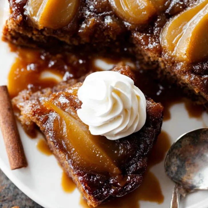 Upside Down Pear Gingerbread Cake
