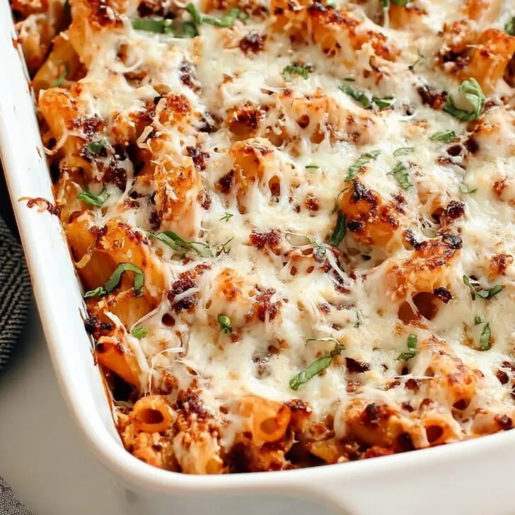 A delicious, irresistible picture of 5-Ingredient Baked Ziti