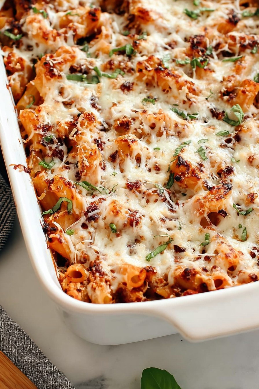 A delicious, irresistible picture of 5-Ingredient Baked Ziti