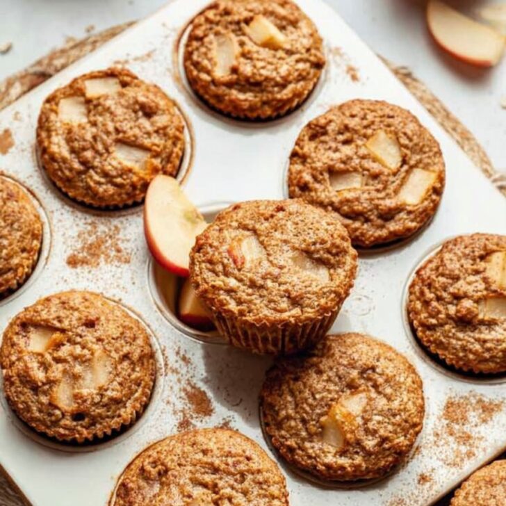 A delicious, irresistible picture of Apple Cinnamon Protein Muffins