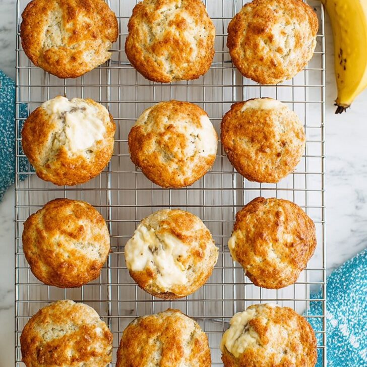 A delicious, irresistible picture of Fresh Banana Cream Cheese Muffins Recipe