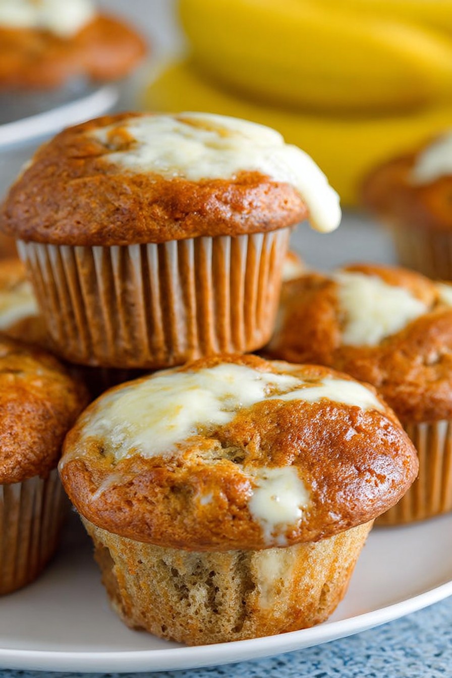A delicious, irresistible picture of Fresh Banana Cream Cheese Muffins Recipe