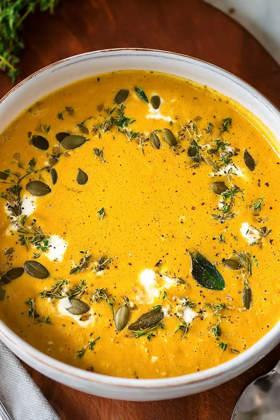 A delicious, irresistible picture of High Protein Pumpkin Soup With Cottage Cheese