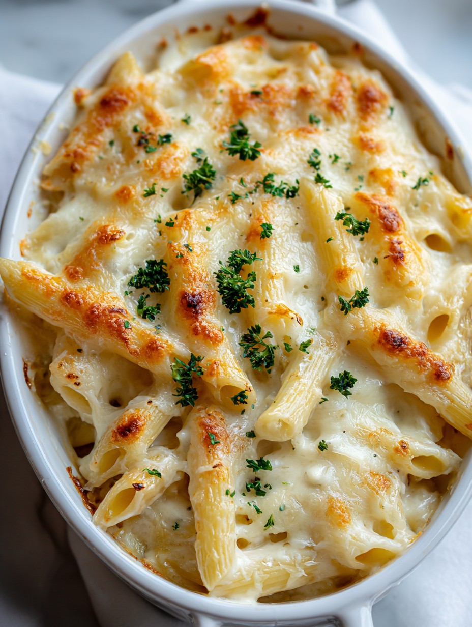 Cottage Cheese Alfredo Pasta Bake