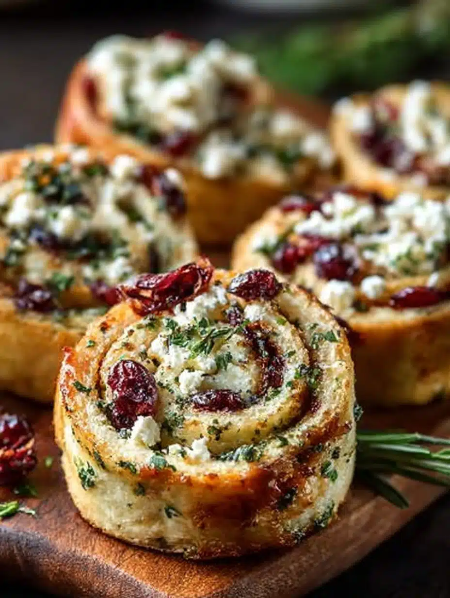 Cranberry Cream Cheese Pinwheels with Feta & Herbs
