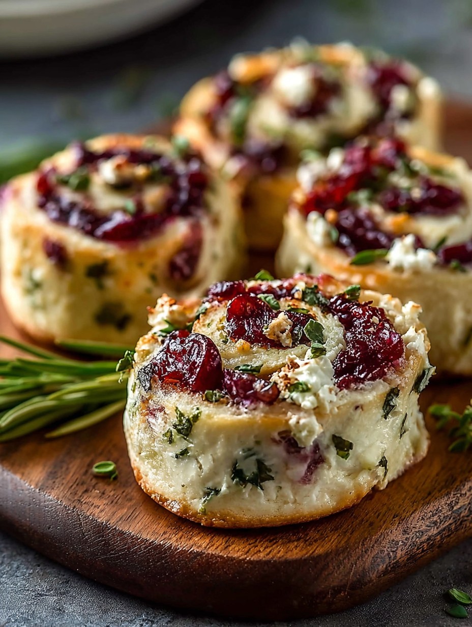 Cranberry Cream Cheese Pinwheels with Feta & Herbs