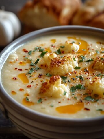 Creamy Cheddar Cauliflower & Roasted Garlic Soup Recipe for Cozy Nights