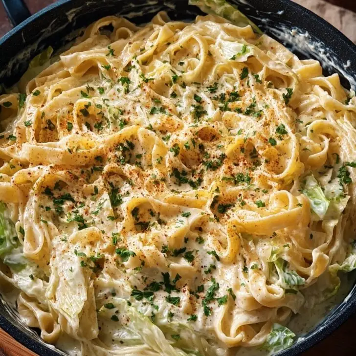 Creamy Garlic Alfredo with Tender Cabbage