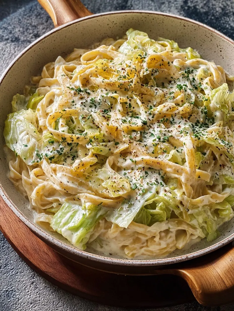 Creamy Garlic Alfredo with Tender Cabbage