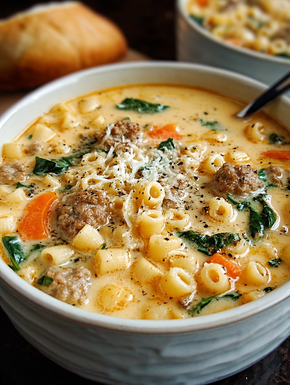 Creamy Parmesan Italian Sausage Ditalini Soup Recipe