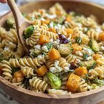 fall pasta salad with butternut squash and brussels