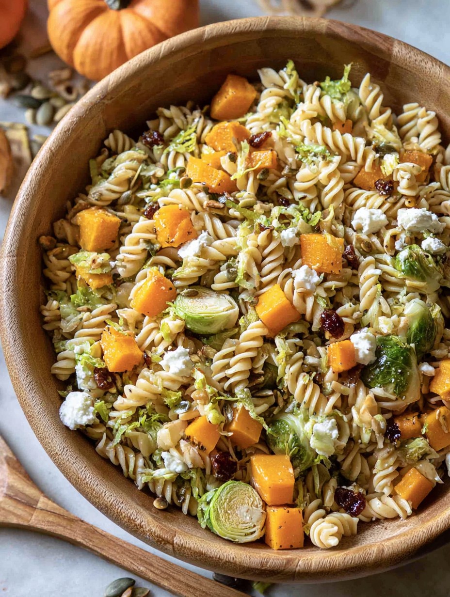 Fall Pasta Salad with Butternut Squash and Brussels