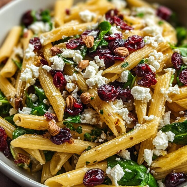 Feta & Cranberry Penne Salad with Orange Vinaigrette Recipe That Pops