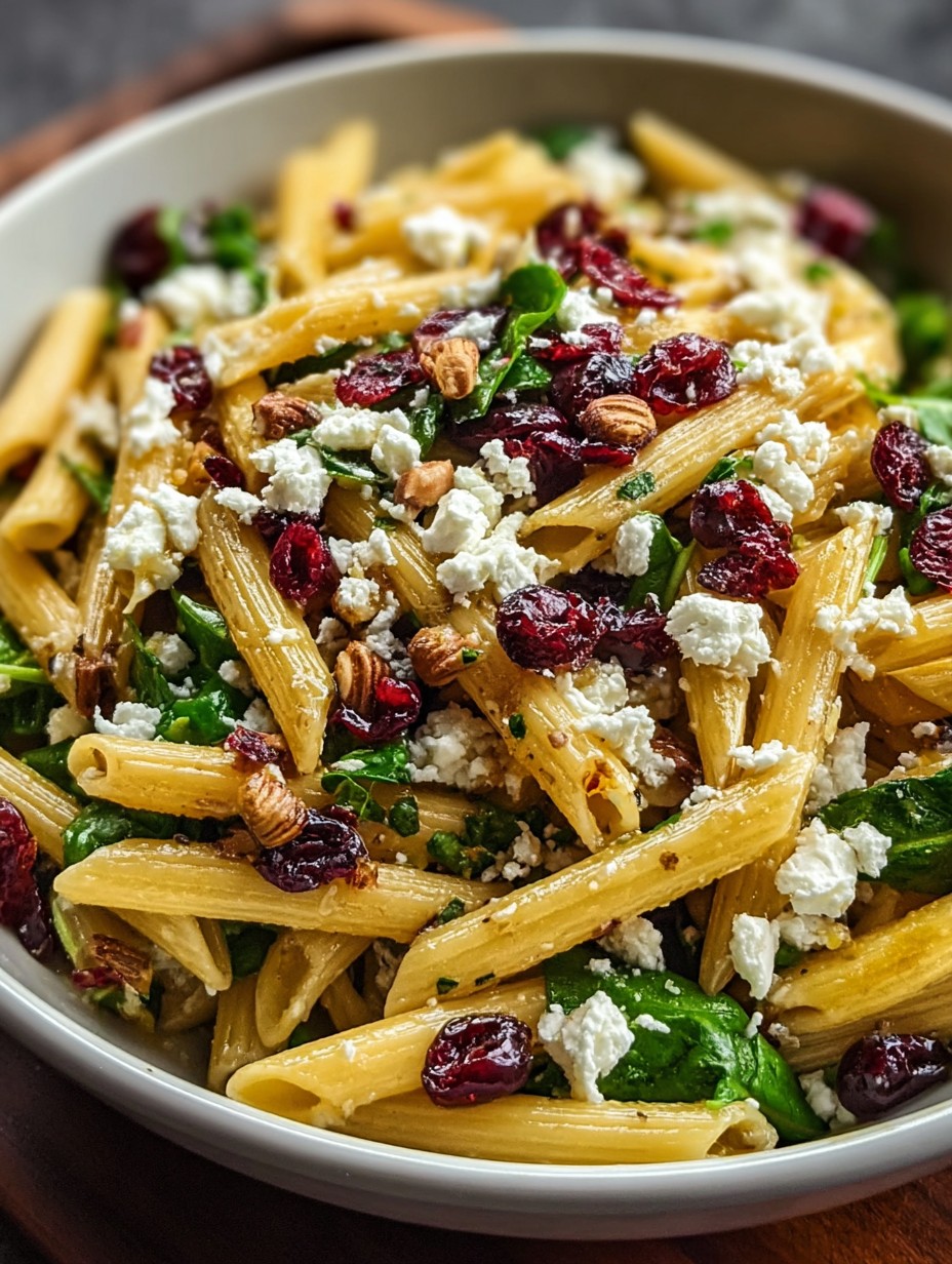Feta & Cranberry Penne Salad with Orange Vinaigrette