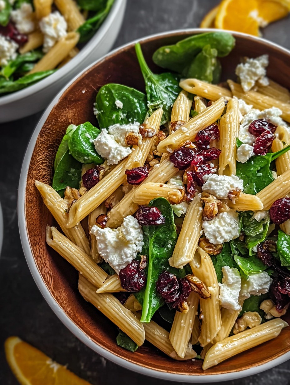 Feta & Cranberry Penne Salad with Orange Vinaigrette