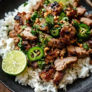 ginger lime pork with coconut rice