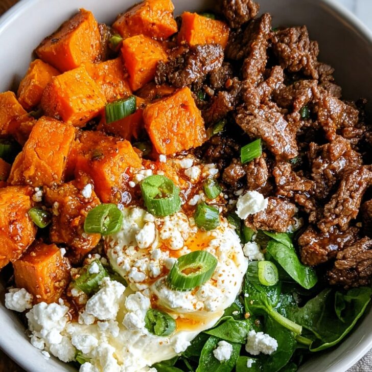 Sweet Potato Beef Bowl with Hot Honey and Cottage Cheese