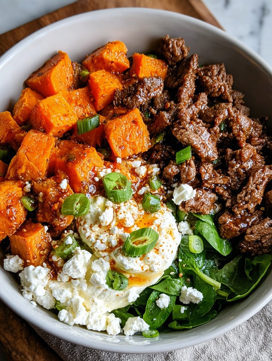 Sweet Potato Beef Bowl with Hot Honey and Cottage Cheese