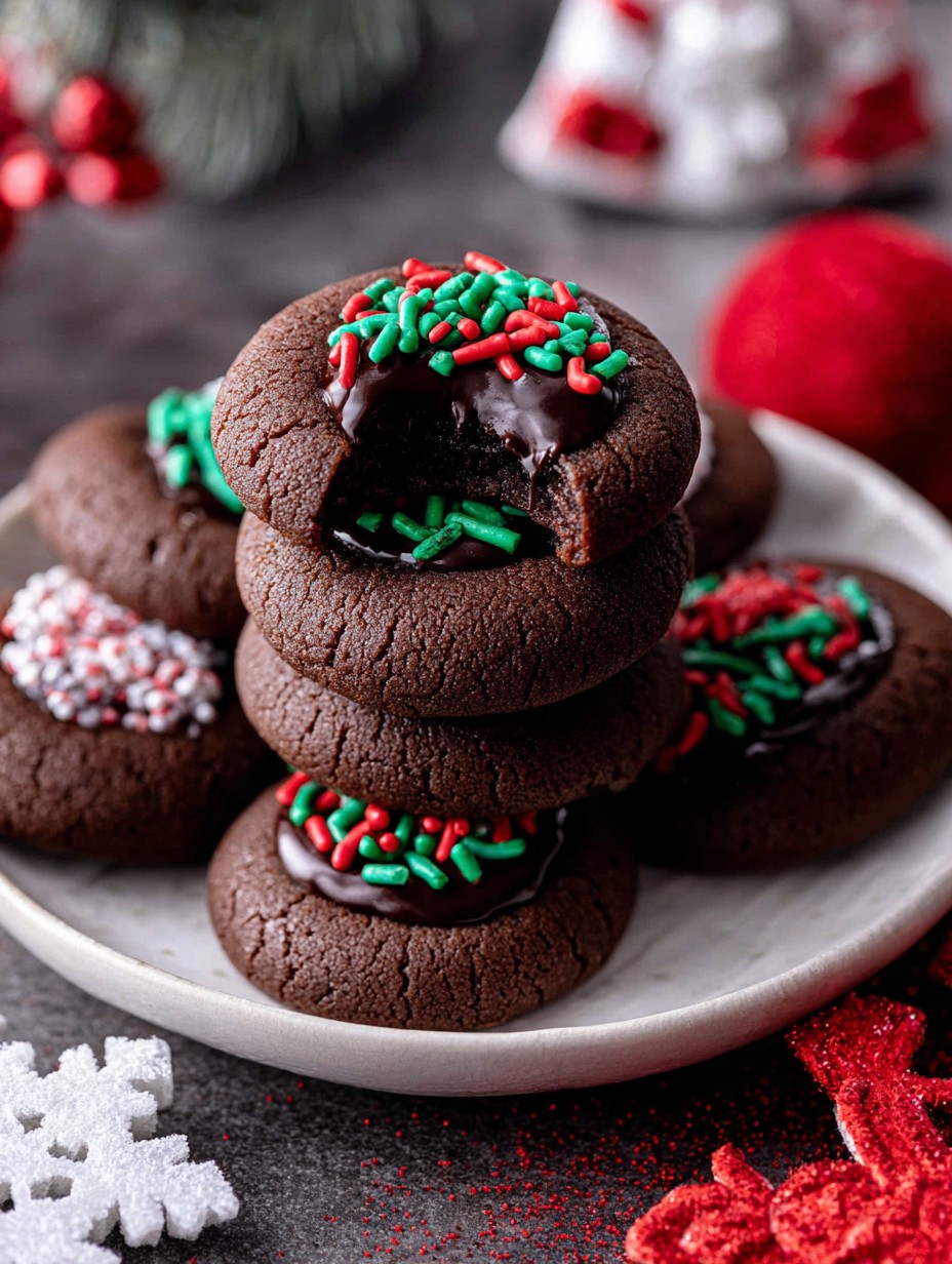 Chocolate Thumbprint Christmas Cookies