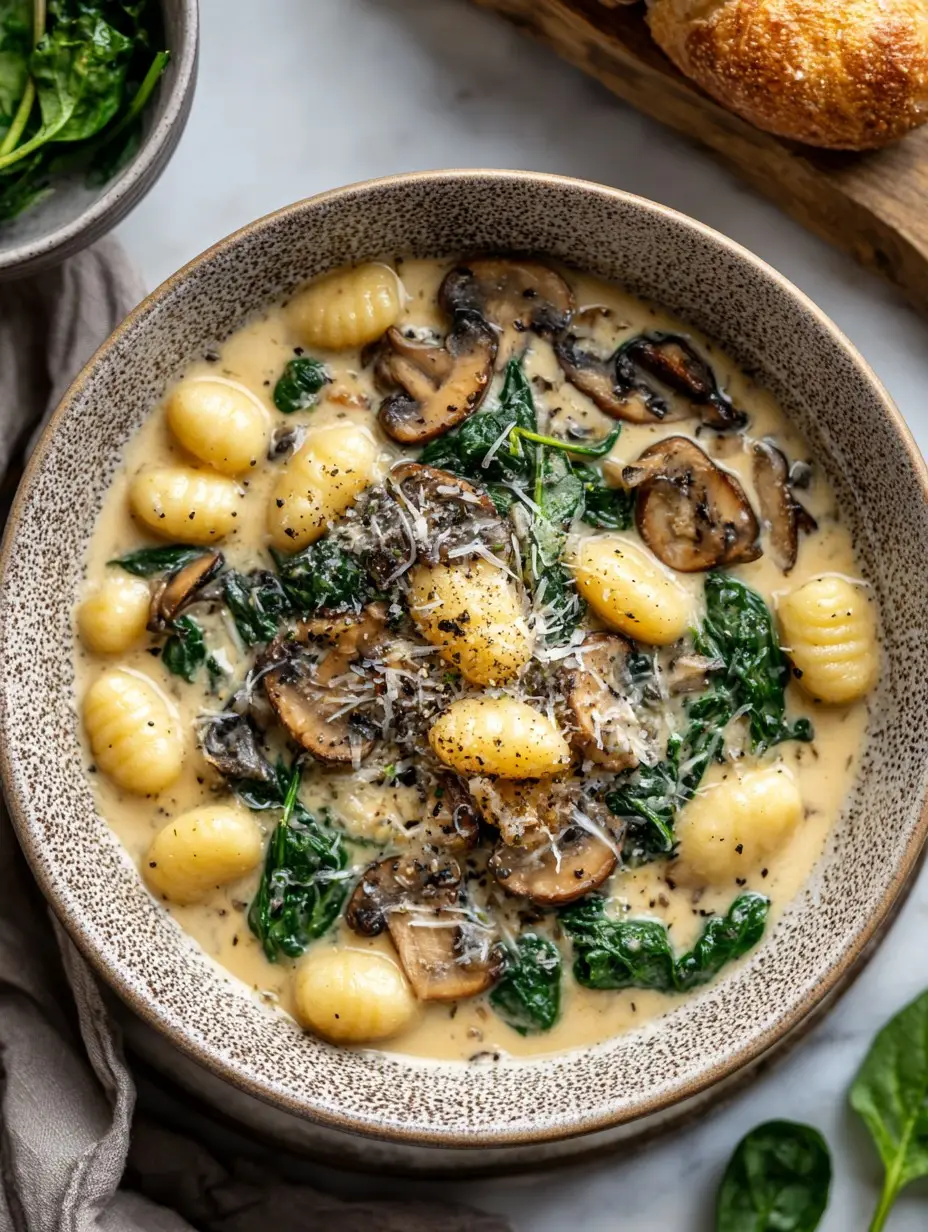 Creamy Spinach and Mushroom Gnocchi Soup