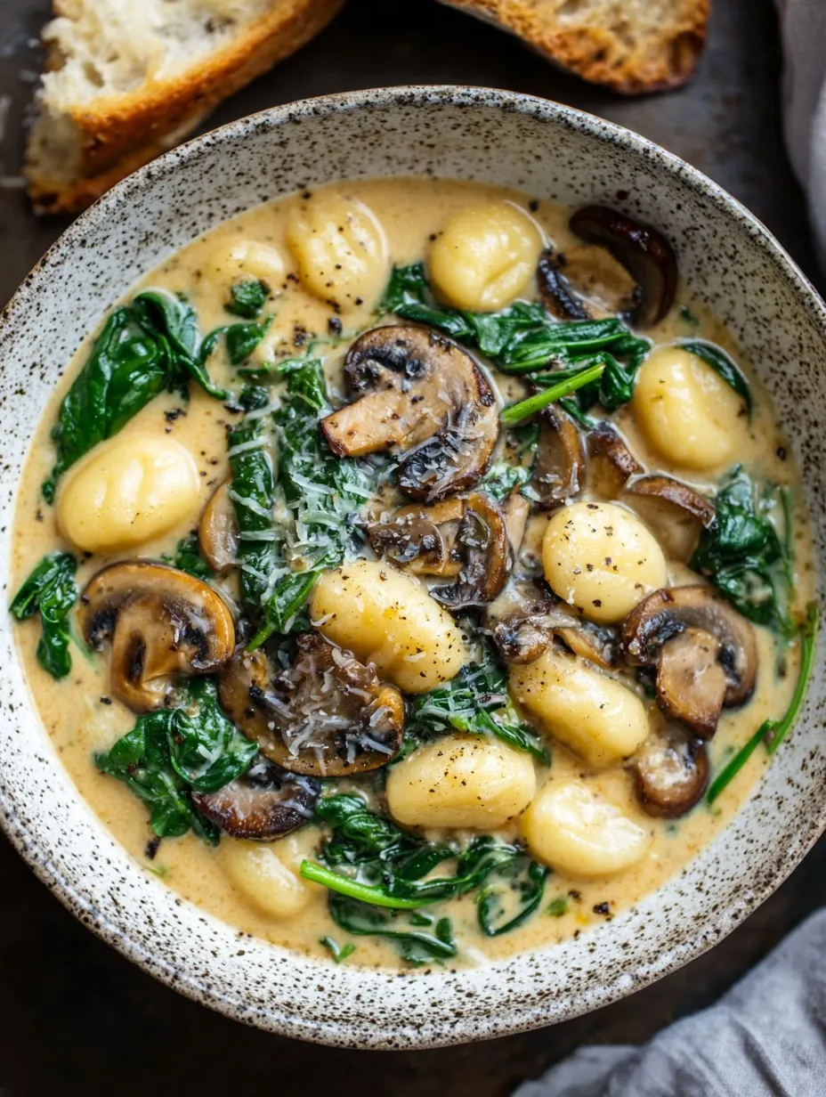 Creamy Spinach and Mushroom Gnocchi Soup