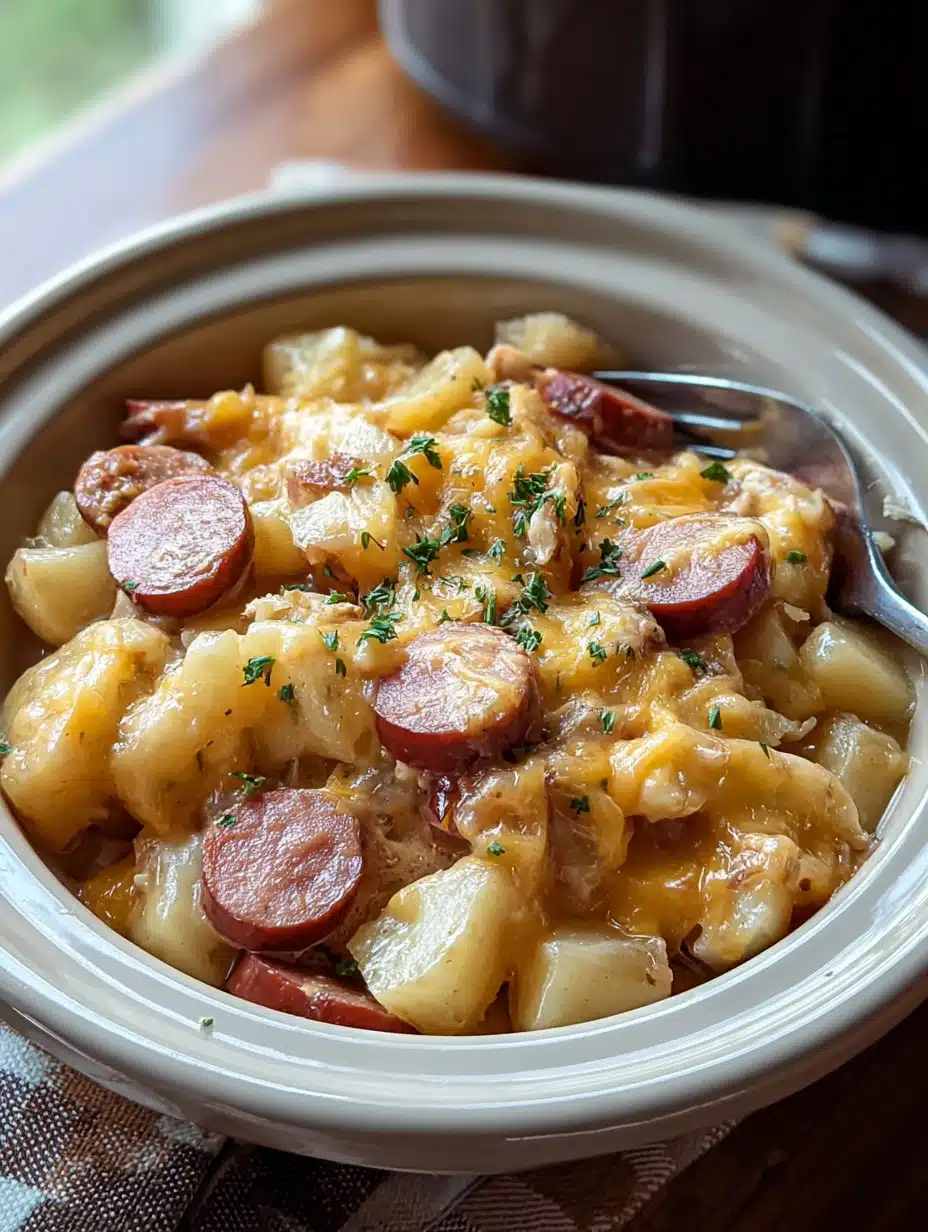 Crockpot Cheesy Potatoes and Kielbasa Recipe