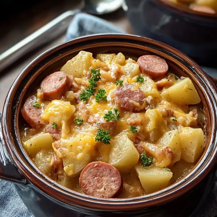 Crockpot Cheesy Potatoes and Kielbasa: Easy Cozy Dinner