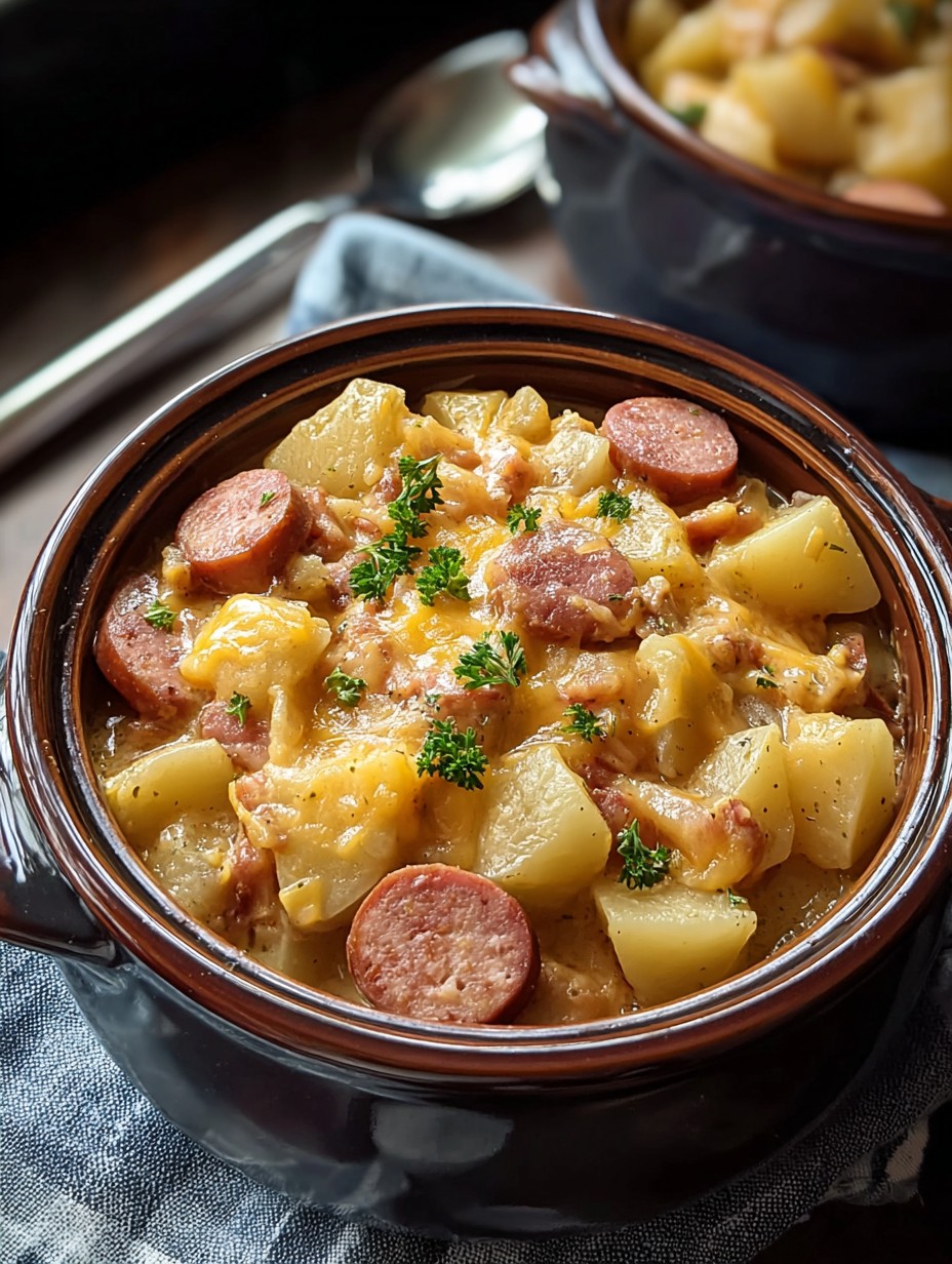Crockpot Cheesy Potatoes and Kielbasa